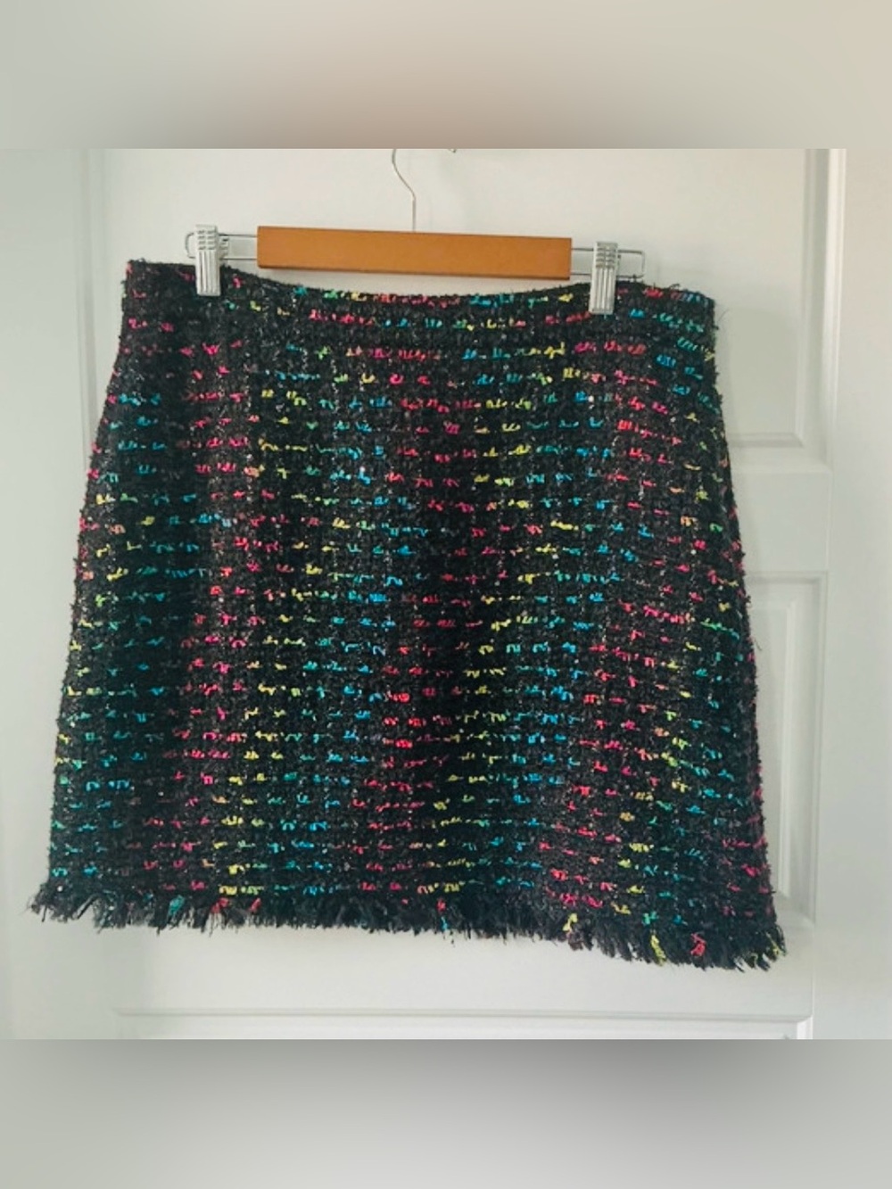 NEW Kate Spade Black Tweed Mini Skirt W/Thread Detail